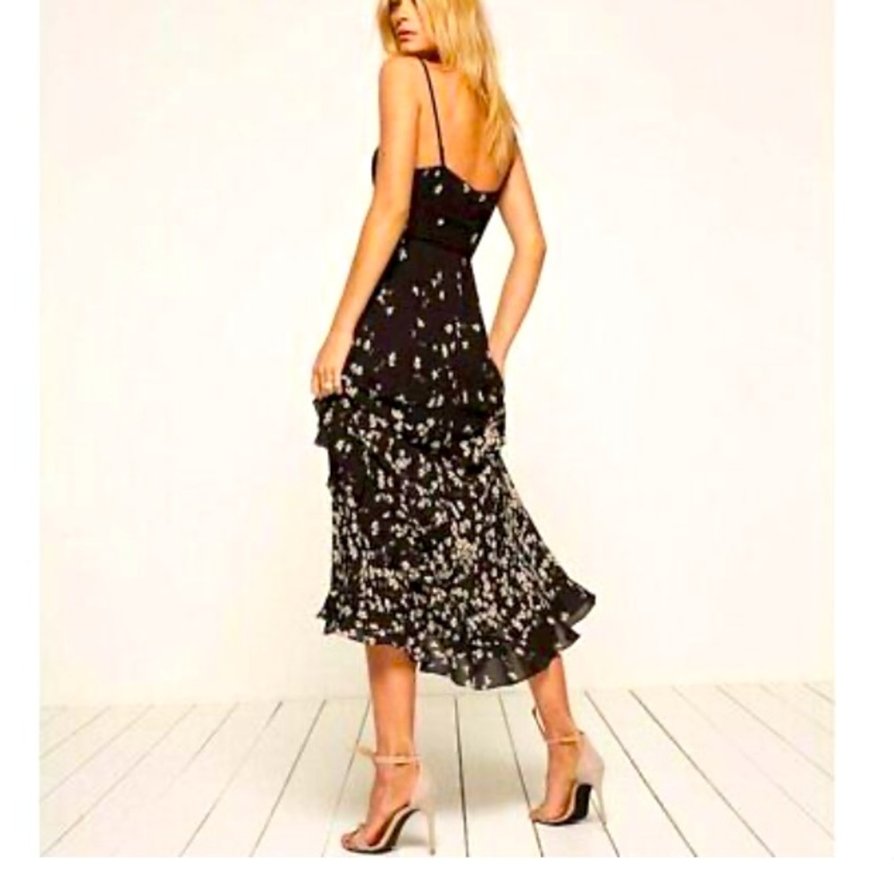 Reformation Sasha Black Floral Dress